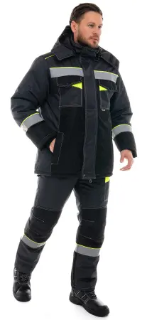 Костюм ОРЕГОН-МЕМБРАНА зимний с ПК (т. серый/черный/лимонный)