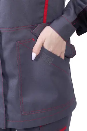 Куртка ХАЙ-ТЕК SAFETY женская (серый/чёрный/красный)
