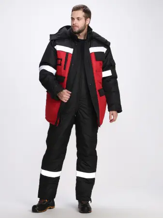 Костюм БЕРКОРТ-2 СОП К. зимний с ПК (черный/красный)