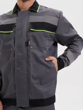 Костюм СИСТЕМА с БР (т.серый/черный/лимонный)