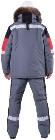 Куртка ХАЙ-ТЕК SAFETY зимняя (серый/чёрный/красный)