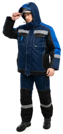 Костюм ЮКОН-МЕМБРАНА зимний с ПК (т. синий/черный/васильковый)