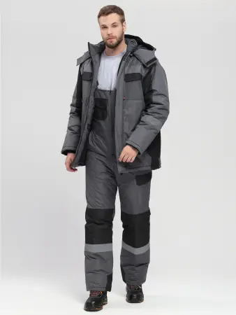 Костюм ВЕКТРОН-2 СОП зимний с ПК (т.серый/черный)