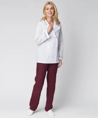 Костюм ГУРМАН женский (белый/бордовый)