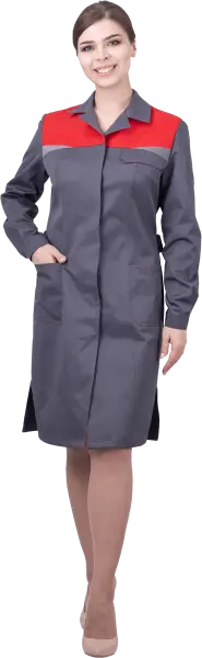 Халат КМ-10 ЛЮКС женский (серый/красный)