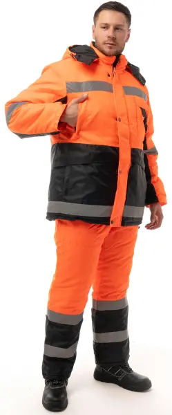 Костюм МЕТЕО зимний с ПК (оранжевый/черный)