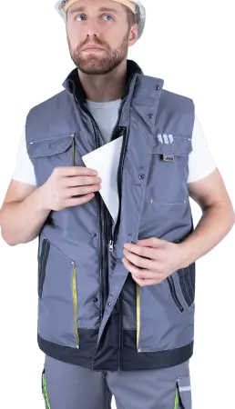 Жилет ЭДВАНС зимний (серый/т.серый/лимонный)
