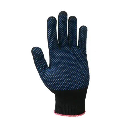 Перчатки нейлоновые тонкие c ПВХ миниточка 2-нити 13 класс (черный)