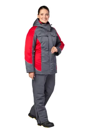 Костюм СТРАЙК зимний женский с БР (серый/красный)