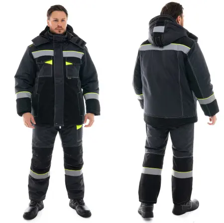 Костюм ОРЕГОН-МЕМБРАНА зимний с ПК (т. серый/черный/лимонный)