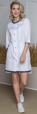 Халат СИМПЛ-003 женский (белый/синий) женские медицинские