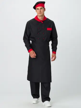 Костюм повара СУ-ШЕФ (черный/красный)