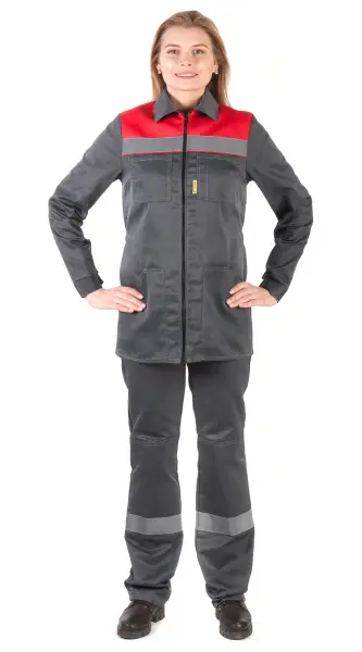 Костюм RONTA KS815 женский с БР (т.серый/красный)