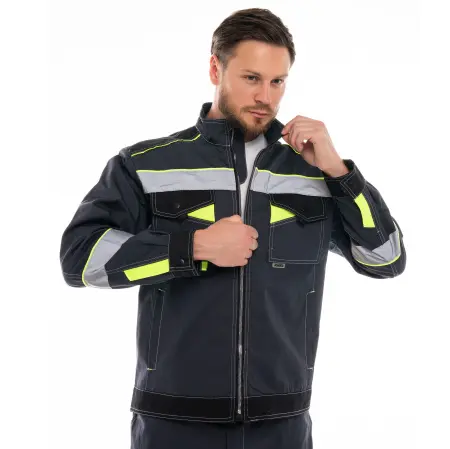 Костюм КОРВЕТ КОТТОН КБ1 с БР (т.серый/черный/лимон)