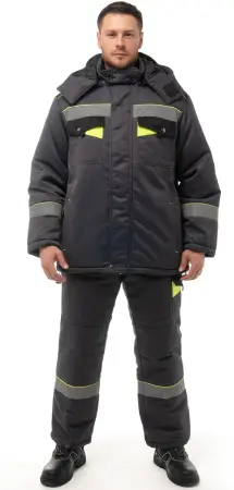 Костюм КОРВЕТ зимний СОП с БР (т.серый/черный/лимон)