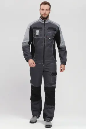 Костюм ВЕКТРОН-2 с ПК (т.серый/св.серый/черный)