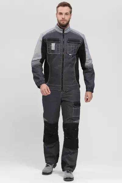 Костюм ВЕКТРОН-2 с ПК (т.серый/св.серый/черный)