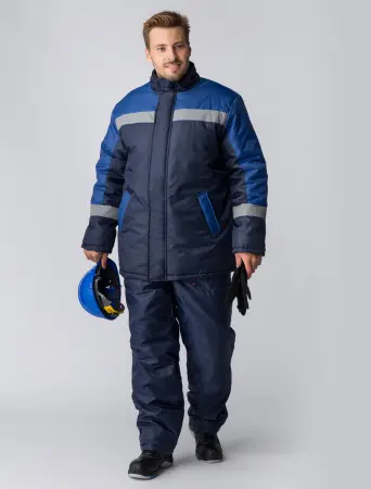 Костюм зимний Стандарт, брюки, темно-синий/васильковый