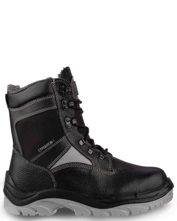 Ботинки СТРОИТЕЛЬ ПУ/ТПУ иск. мех с МП (черный)
