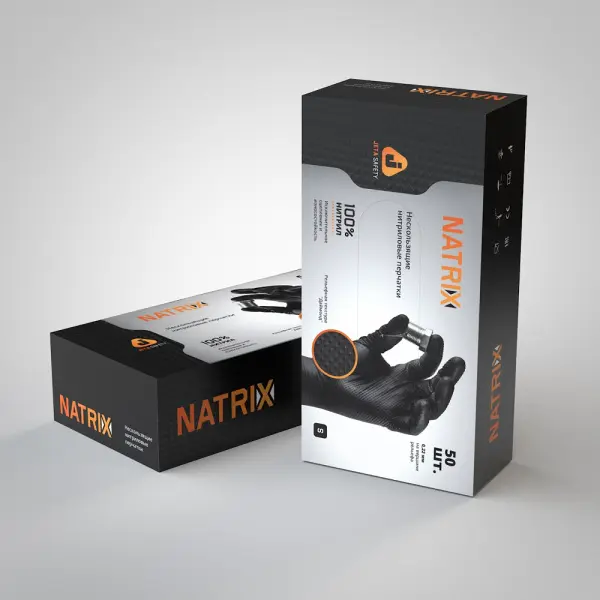 Перчатки JETA SAFETY JSN NATRIX NATRIX-50BL ультрапрочные нитриловые с текстурой 50шт (черный)