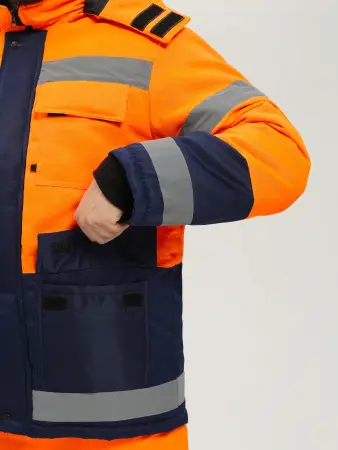 Костюм ДОРОЖНИК-УЛЬТРА зимний с ПК (оранжевый/т.синий)