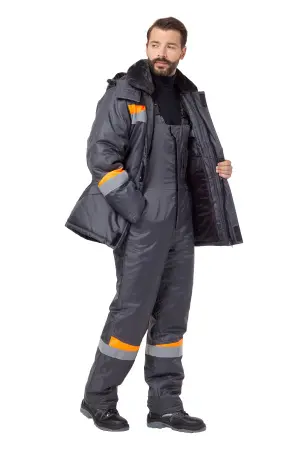 Костюм КОМФОРТ зимний с ПК (т.серый/оранжевый)