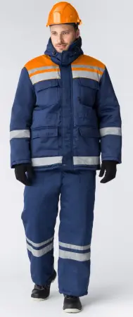 Костюм ГОРИЗОНТ-ЛЮКС зимний с БР (т.синий/оранжевый)
