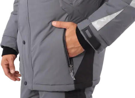 Куртка ХАЙ-ТЕК зимняя (серый/красный/черный)