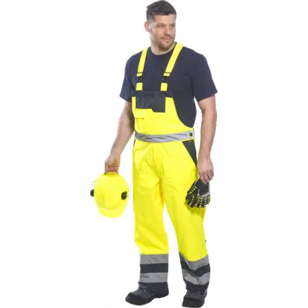Полукомбинезон PORTWEST S489 зимний светоотражающий (сигнальный желтый/т.синий)