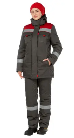 Костюм ТИМБЕР женский зимний с БР (т.серый/красный)