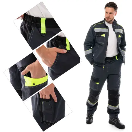 Костюм КОРВЕТ КОТТОН КБ1 с БР (т.серый/черный/лимон)