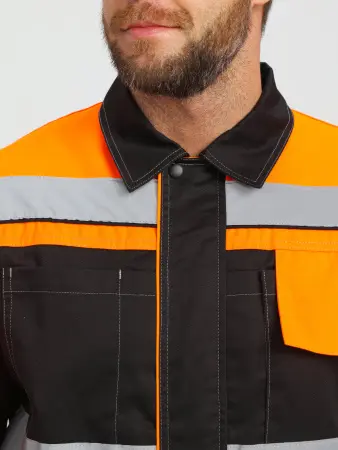 Костюм ВИВАТ-1 ПРЕМИУМ СН МВО с БР (черный/оранжевый)