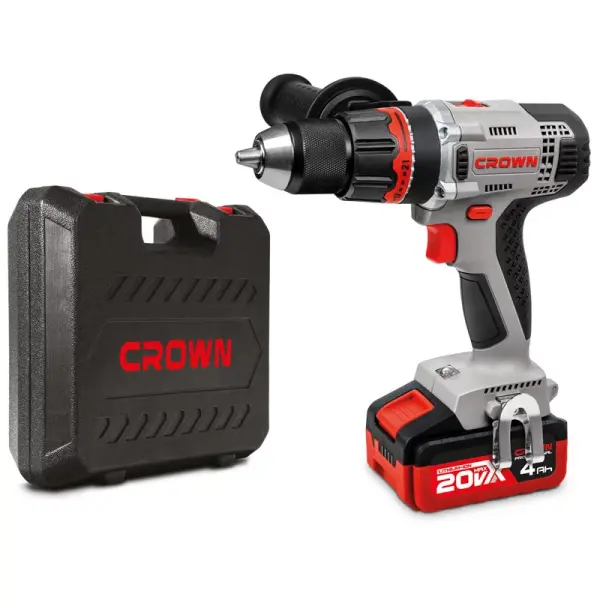Аккумуляторный шуруповерт CROWN CT21076HMX-4 BMC 20В B3+ 2х4.0Ач 400/1500об/мин Аккумуляторный шуруповерт CROWN CT21076HMX-4 BMC 20В B3+ 2х4.0Ач 400/1500об/мин