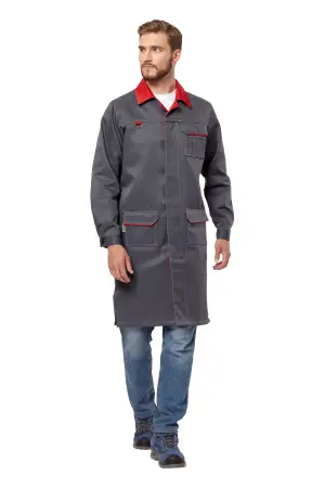 Халат СТРАЙК (серый/красный)