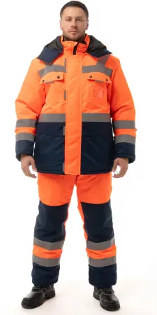 Костюм НОРДИК зимний с ПК (оранжевый/т.синий)