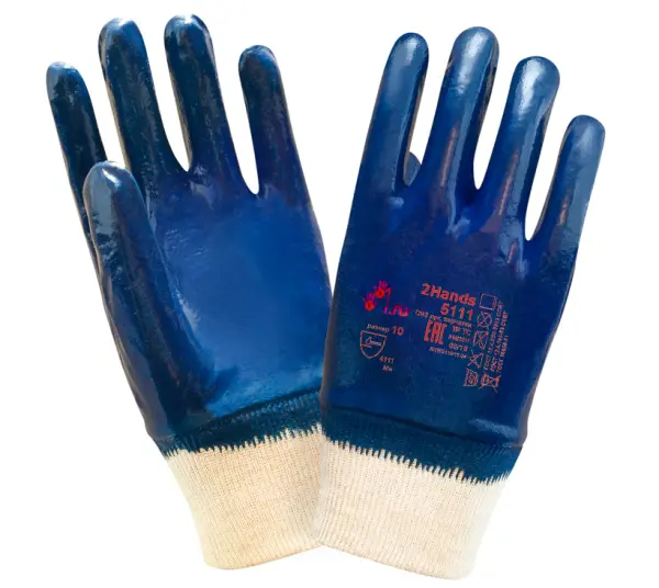 Перчатки 2HANDS LIGHT 5111 (Blue) облегченные с полным нитриловым покрытием резинка Перчатки 2HANDS LIGHT 5111 (Blue) облегченные с полным нитриловым покрытием резинка
