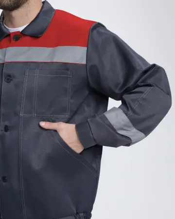 Костюм ЛИГОР-1 СОП с БР (т.серый/красный)