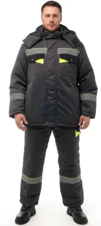 Костюм КОРВЕТ зимний с БР 4 класс (т.серый/черный/лимон)