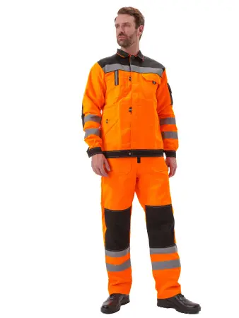 Костюм ПРОТЕКТ-ЛЮКС сигнальный с ПК (оранжевый/черный)