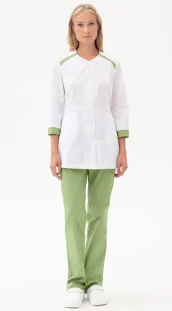 Костюм МИРАЖ женский с БР (белый/св.зеленый) женские медицинские