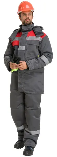 Костюм RONTA KS241 зимний с ПК (т.серый/красный) Костюм RONTA KS241 зимний с ПК (т.серый/красный)