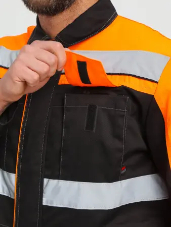 Костюм ВИВАТ-1 ПРЕМИУМ СН МВО с БР (черный/оранжевый)