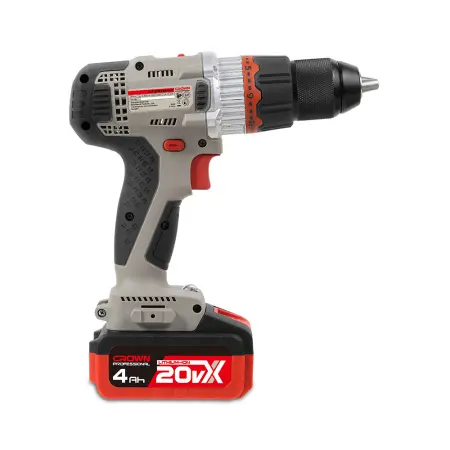 Аккумуляторный шуруповерт CROWN CT21076HMX-4 BMC 20В B3+ 2х4.0Ач 400/1500об/мин