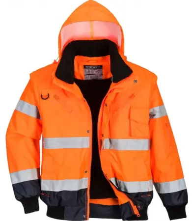 Куртка PORTWEST C465 3в1 зимняя светоотражающая (сигнальный оранжевый/т.синий)