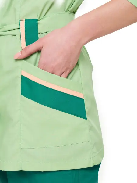 Костюм КАПЕЛЬ женский с БР (т.зеленый/салатовый/бежевый)