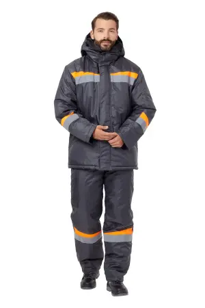 Костюм КОМФОРТ зимний с ПК (т.серый/оранжевый)