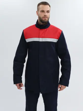 Костюм сварщика ВЕЛДСВАР-СОП 1 кл.защиты с БР (т.синий/красный)