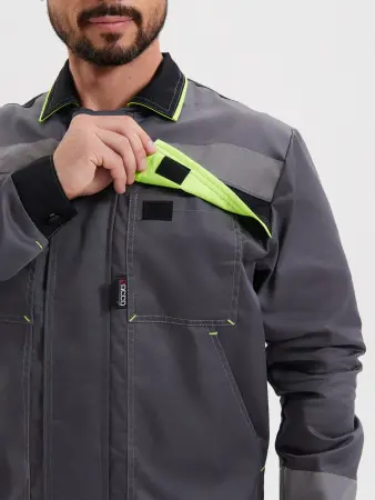 Костюм СИСТЕМА с БР (т.серый/черный/лимонный)