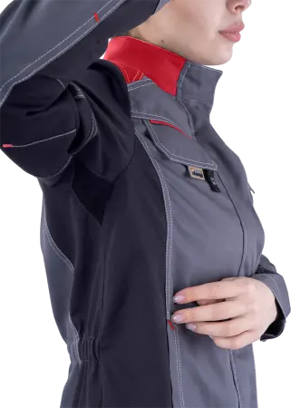 Куртка ТУРБО SAFETY женская (серый/чёрный/красный)