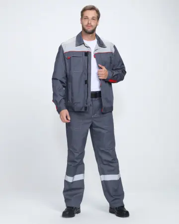 Костюм ФЛОФТ-1 ПРЕМИУМ СОП UZ с БР (т.серый/серый/красный)